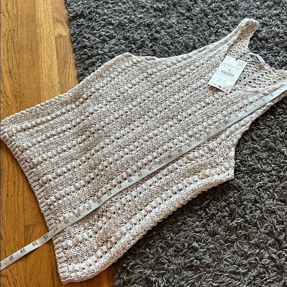 Zara Cream Knit Tank Top Size NWT Large - Picture 7 of 9